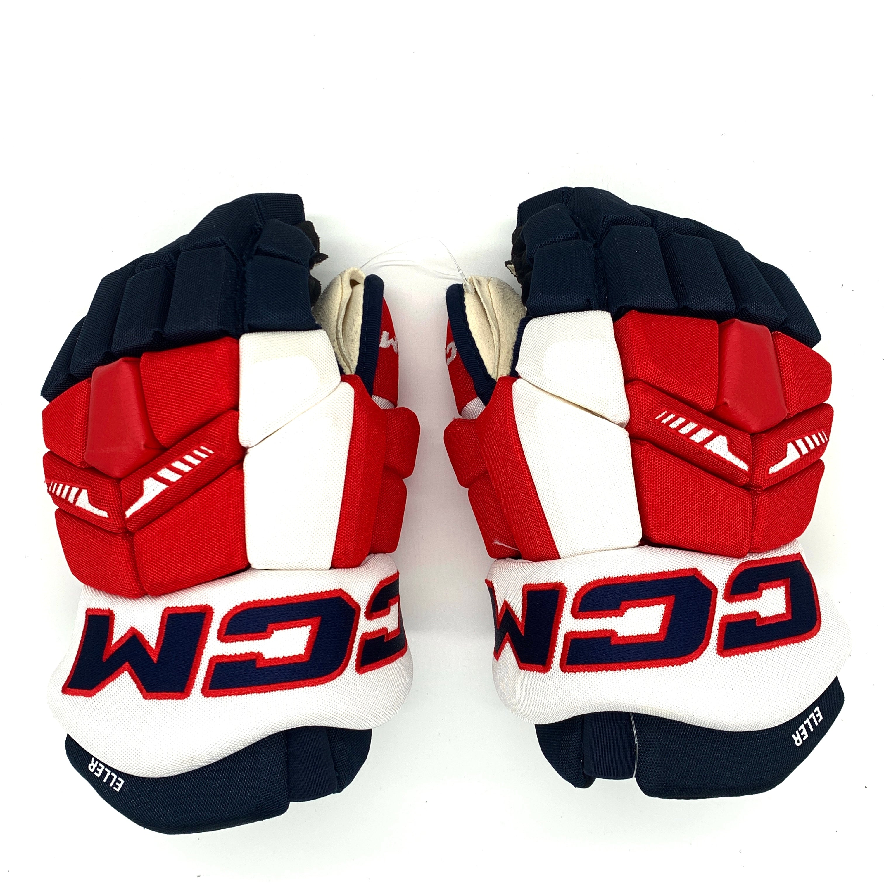 CCM HGTK - Gants d'occasion NHL Pro Stock - Capitals de Washington - Lars Eller (bleu marine/rouge/blanc)